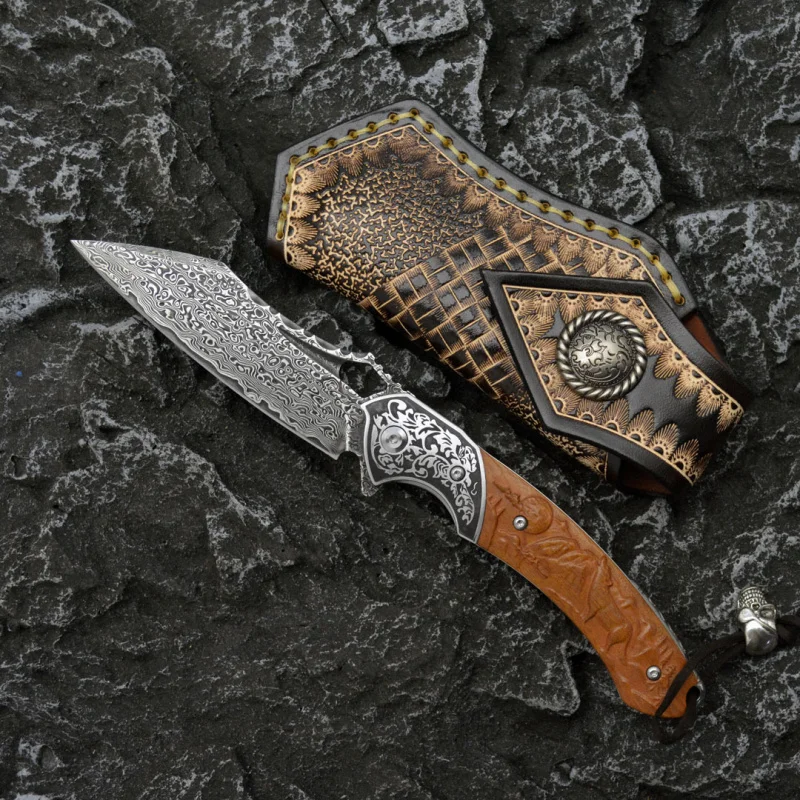 Damascus steel folding knife V - Outdoor Hunting Gifts review and price