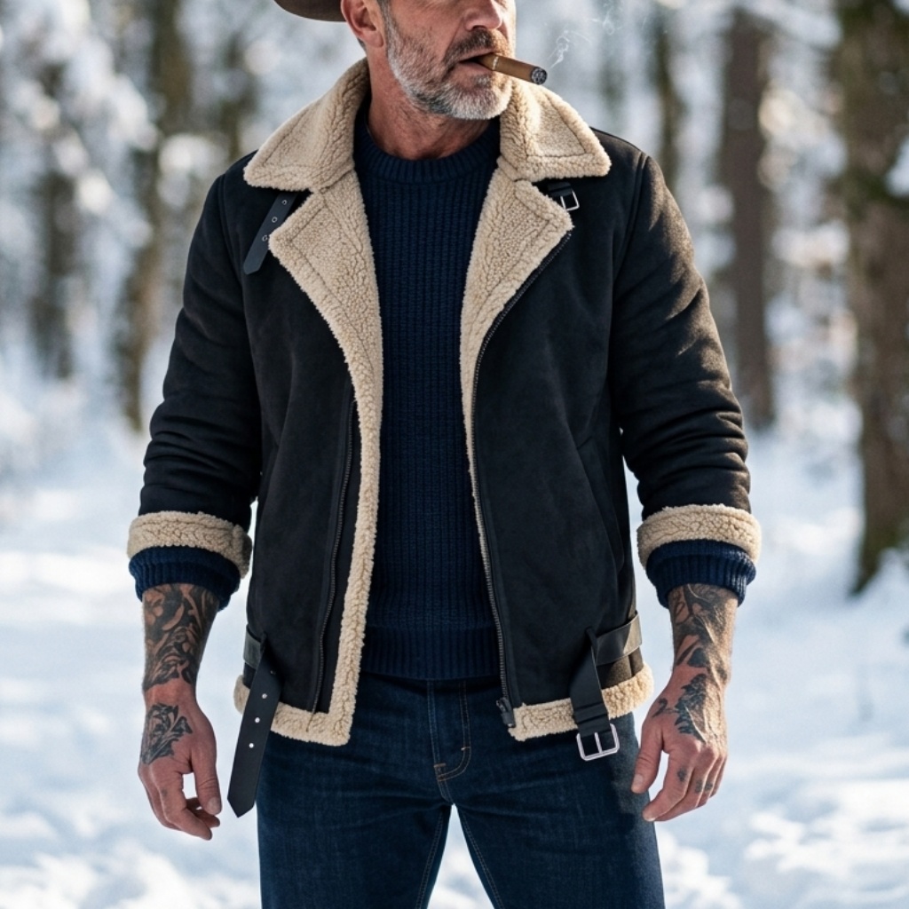Men Winter Faux Suede Jacket F - Outdoor Hunting Fleece review and price