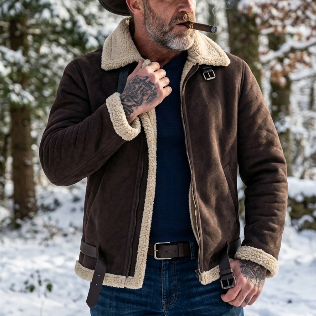 Men Winter Faux Suede Jacket F - Outdoor Hunting Fleece review and price
